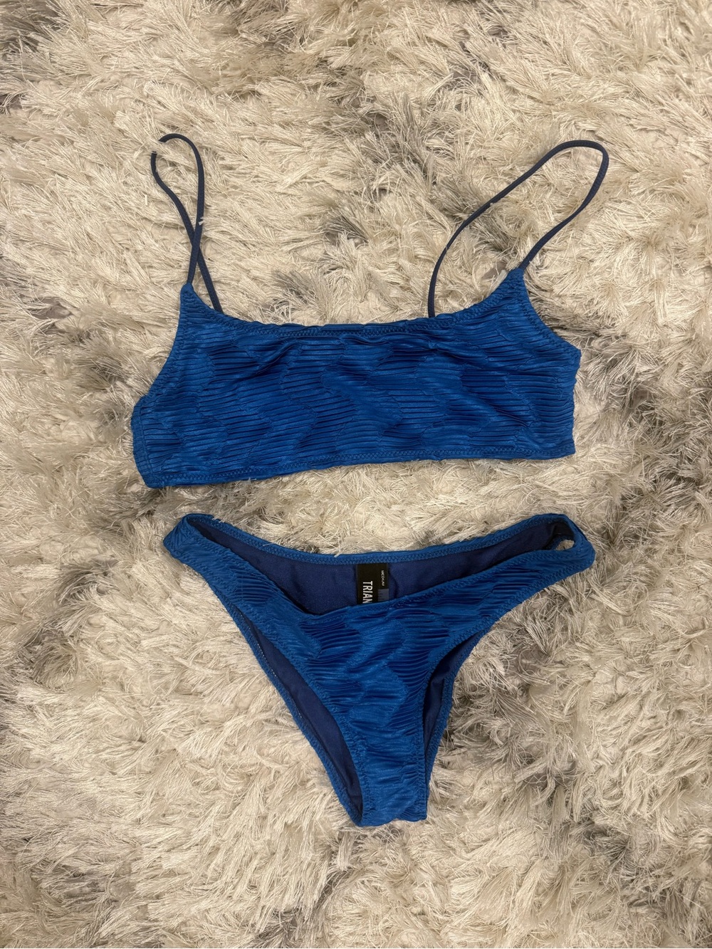 Triangl Blue Textured Bikini Set - Women Swim